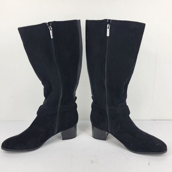 Anne Klein AKMAIA Knee High Faux suede Regular Calf Boots Black Size 11 - Picture 13 of 16